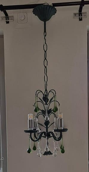 Vintage petit taklampa med Kristallprismor