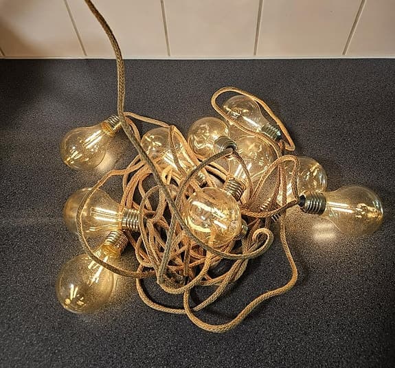 Rep/jute ljusslinga 10 LED-lampor.