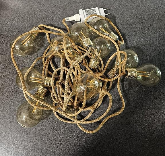 Rep/jute ljusslinga 10 LED-lampor.