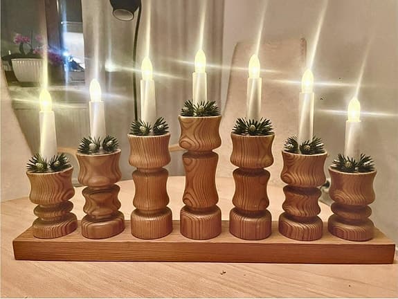 Retro: Adventsljusstake i furu