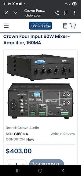 160MA Four Input, 60W Mixer-Amplifier