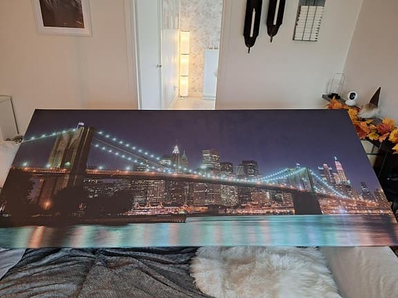 Stor tavla på Brooklyn Bridge