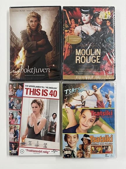DVD-filmer - 9 st - Boktjuven, Moulin Rouge, Nine, Tsatsiki, Sune, mfl