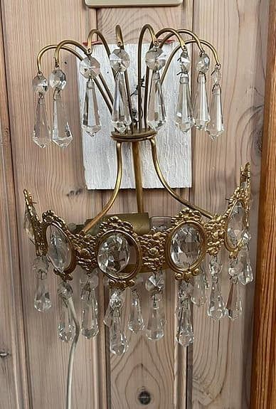 Antik lampett kristall / mässing