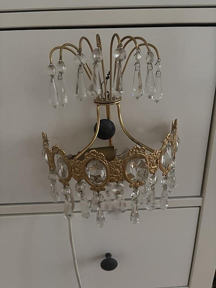 Antik lampett kristall / mässing