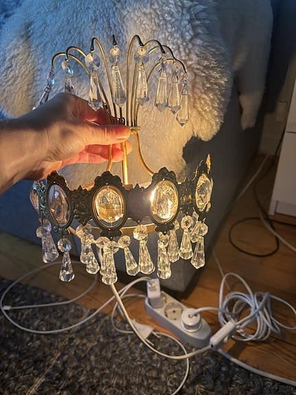 Antik lampett kristall / mässing