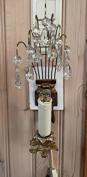 Antik lampett kristall / mässing