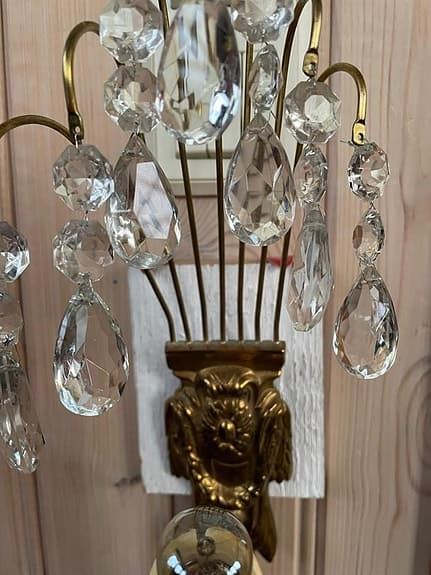 Antik lampett kristall / mässing