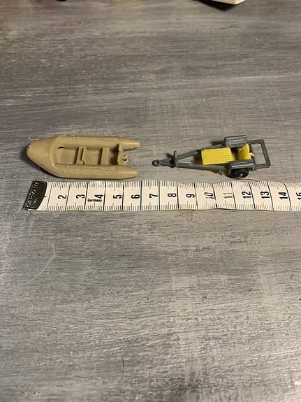 Leksaksbil Båttrailer med båt från 1970 talet