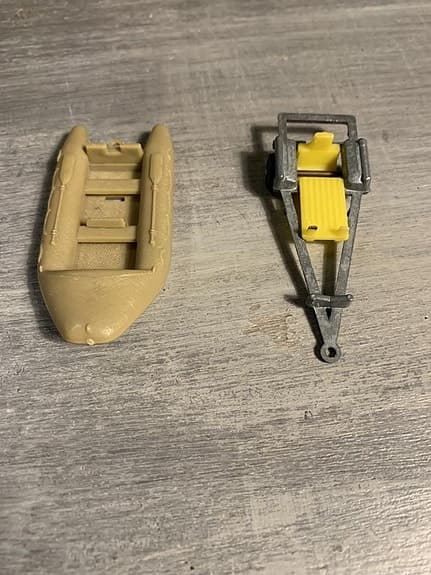 Leksaksbil Båttrailer med båt från 1970 talet