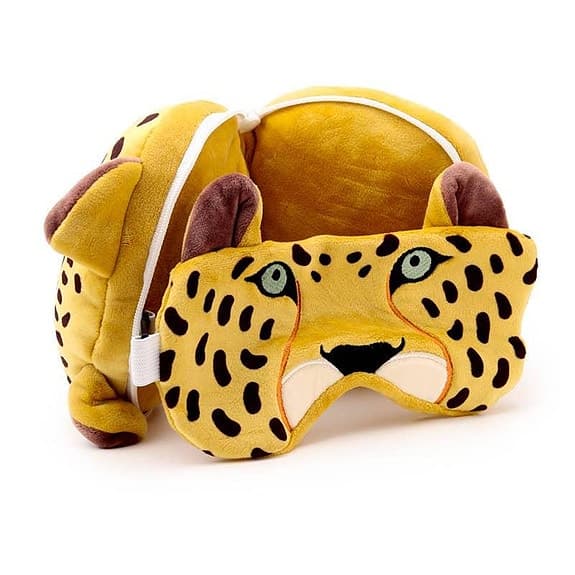 Relaxeazzz – Leopard Rund Resekudde & Ögonmask