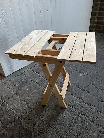 Barnmöbler, bänk, pall & fällbart bord i trä. Handgjorda!!!