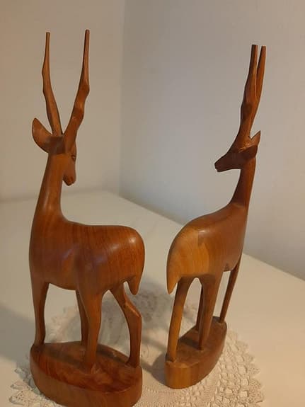 Par träfigurer — antiloper, 26 cm, hantverk