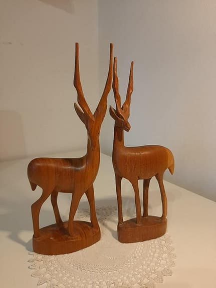 Par träfigurer — antiloper, 26 cm, hantverk