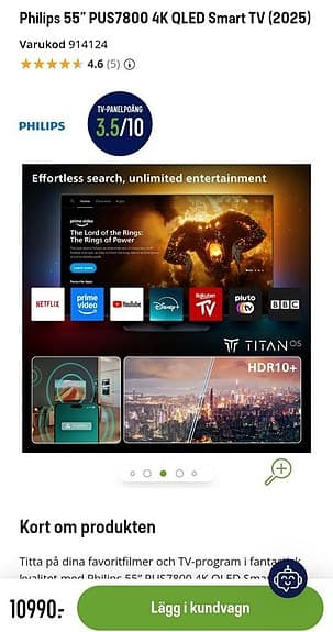 Philips tv 55tum år 2025.(Qled)