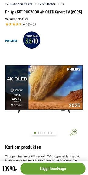Philips tv 55tum år 2025.(Qled)