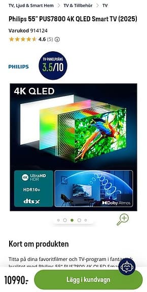 Philips tv 55tum år 2025.(Qled)