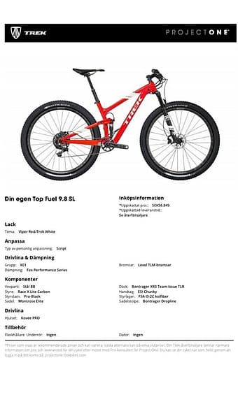 Trek Top fuel 9.8 SL, NYSERVAD!