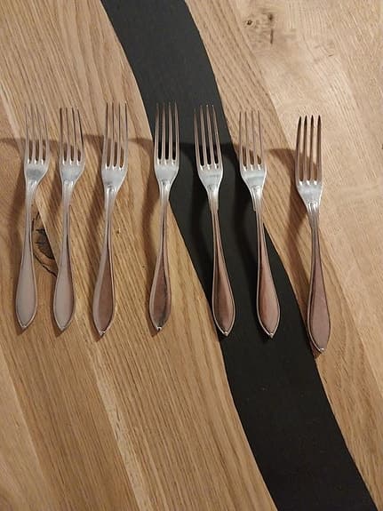 Ny silver Alpaca små gafflar +såssked +tårtspade paketpri