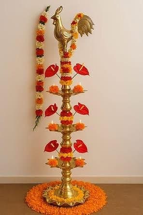 Stor oljelampa i äkta mässing från Sri Lanka – 150 cm