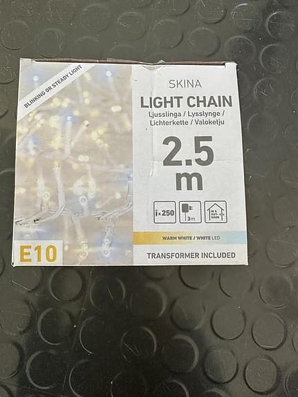 3 st utebelysning Skina ljusslinga transformator - 2,5 meter