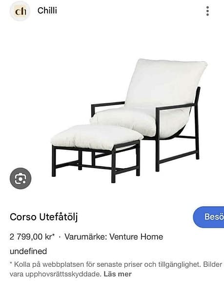 fåtölj med fotpall