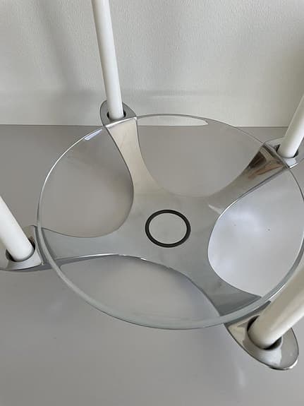 Stelton ljusstake i rostfritt stål och skål i glas.