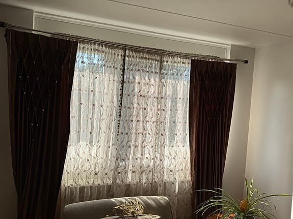 &Tradition Gardinset Mörkbrun och Vit Transparent Textil