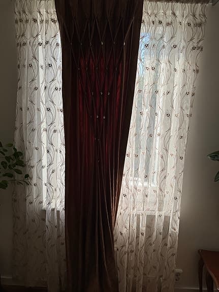 &Tradition Gardinset Mörkbrun och Vit Transparent Textil