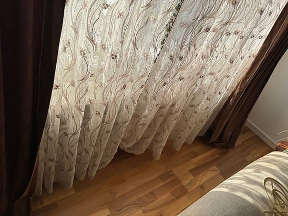 &Tradition Gardinset Mörkbrun och Vit Transparent Textil