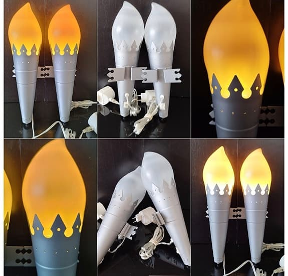 Vägglampor ett par facklor IKEA  i plast & metall.