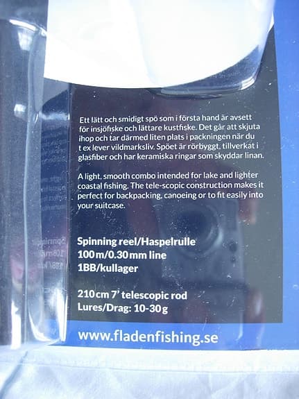 Fladen Vildmark Allround Fiskespö 210cm och Rulle med lina 0.30 100m + drag.