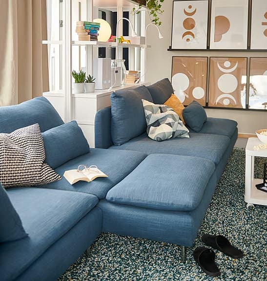 IKEA SÖDERHAMN Hörnsoffa Blå Tyg