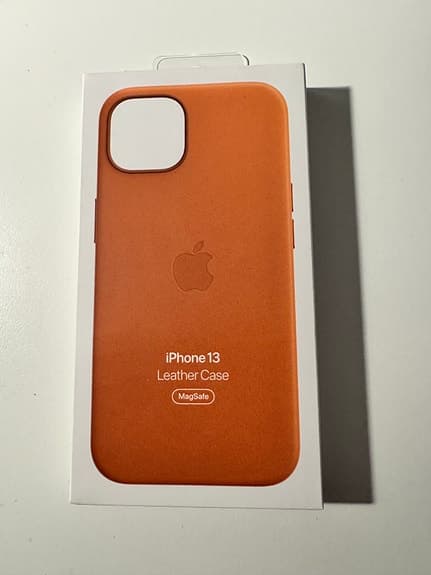 Apple iPhone 13 Mobilskal Läder Orange brun leather case