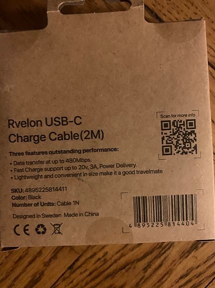 Snabbladdare, kabel och adapter i oöppnad förpackning!