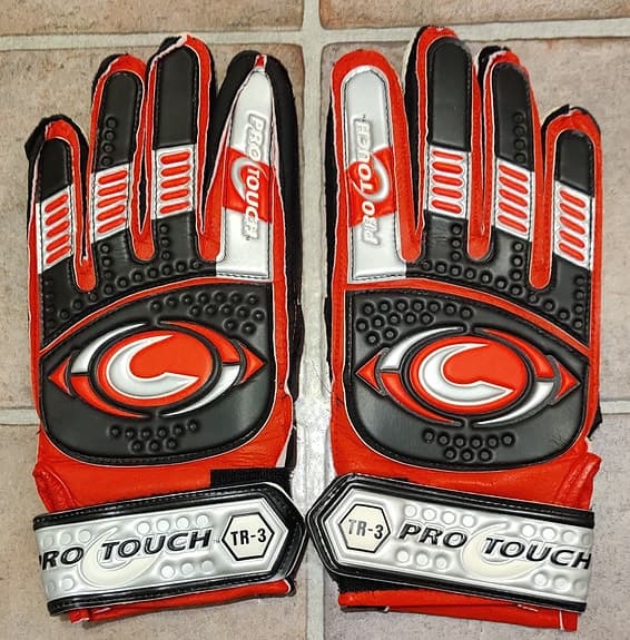 Pro Touch målvaktshandskar (nya), benskydd (begagnade)