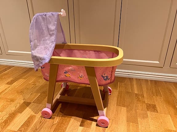 Baby Born Dockvagn för barn i trä och tyg, rosa