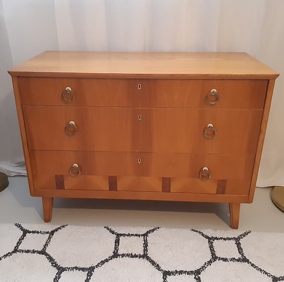 Byrå 3 lådor m intarsia Swedish Modern 40 tal