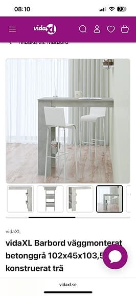 Väggmonterat Barbord med hyllor betonggrå helt nytt i kartong