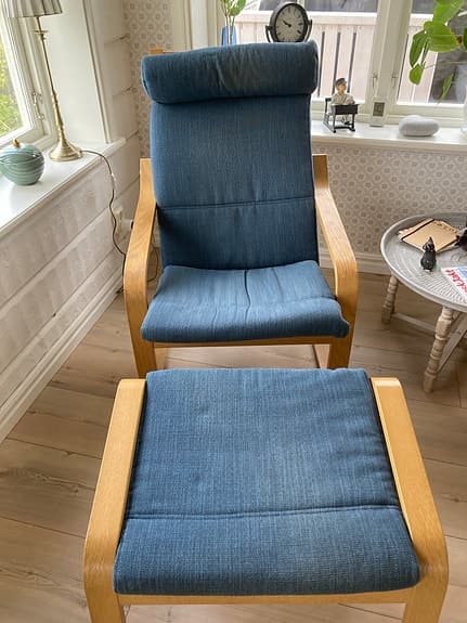 Plymå till fåtölj och fotpall x2