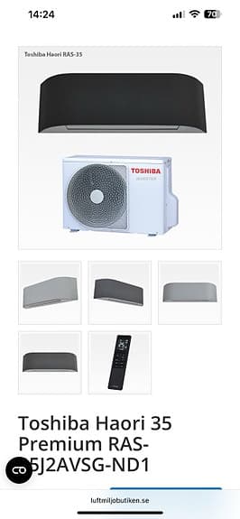 Toshiba RAS-10J2KVSG-ND Luftkonditionering Inverter