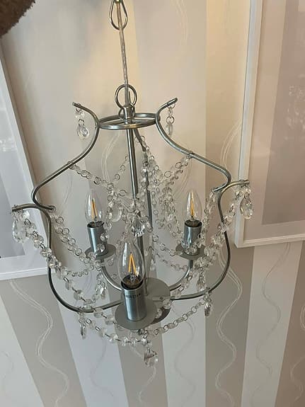 IKEA Taklampa med kristalldekor och metallram