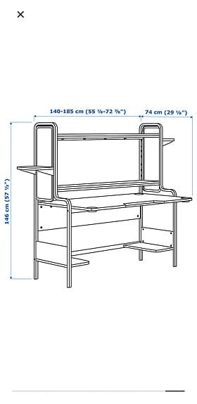 IKEA skrivbord med hyllor svart metall
