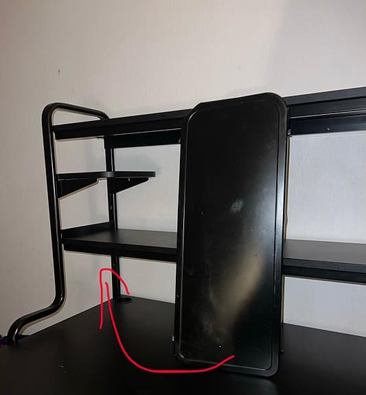 IKEA skrivbord med hyllor svart metall