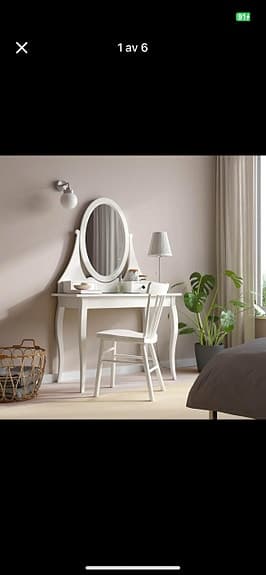HEMNES bord med spegel & pall