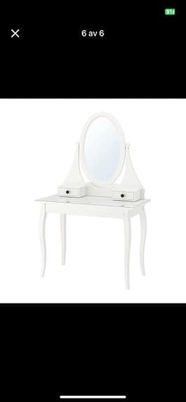 HEMNES bord med spegel & pall
