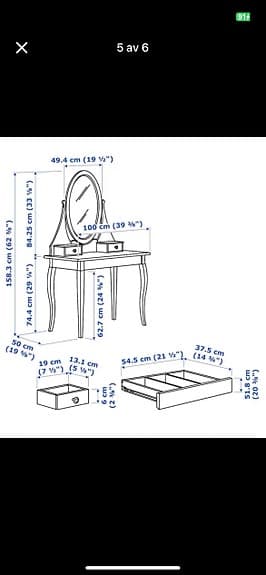HEMNES bord med spegel & pall