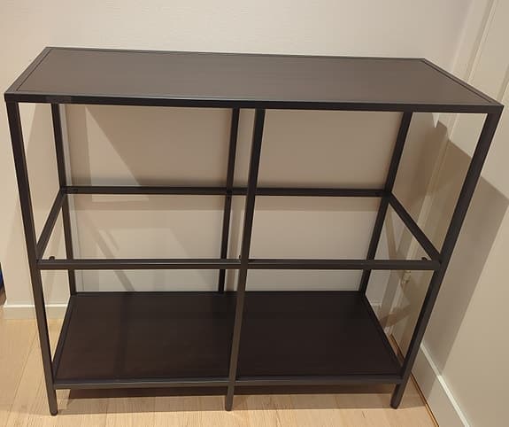 VITTSJÖ Hylla, svartbrun/utan glas, 100x93 cm
