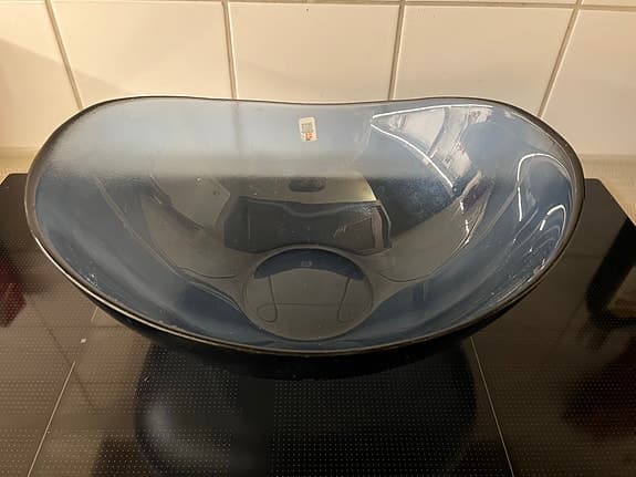 Stor fin blå glasskål - Holmegaard
