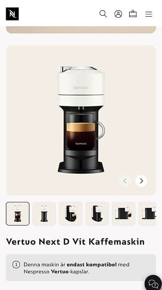 Nespresso Vertigo Next Vit Kaffemaskin